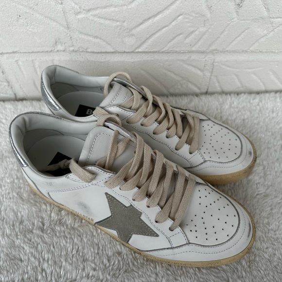 New Golden Goose Ball Star White/Ice/Silver Sneakers Size 38 - Picture 3 of 10